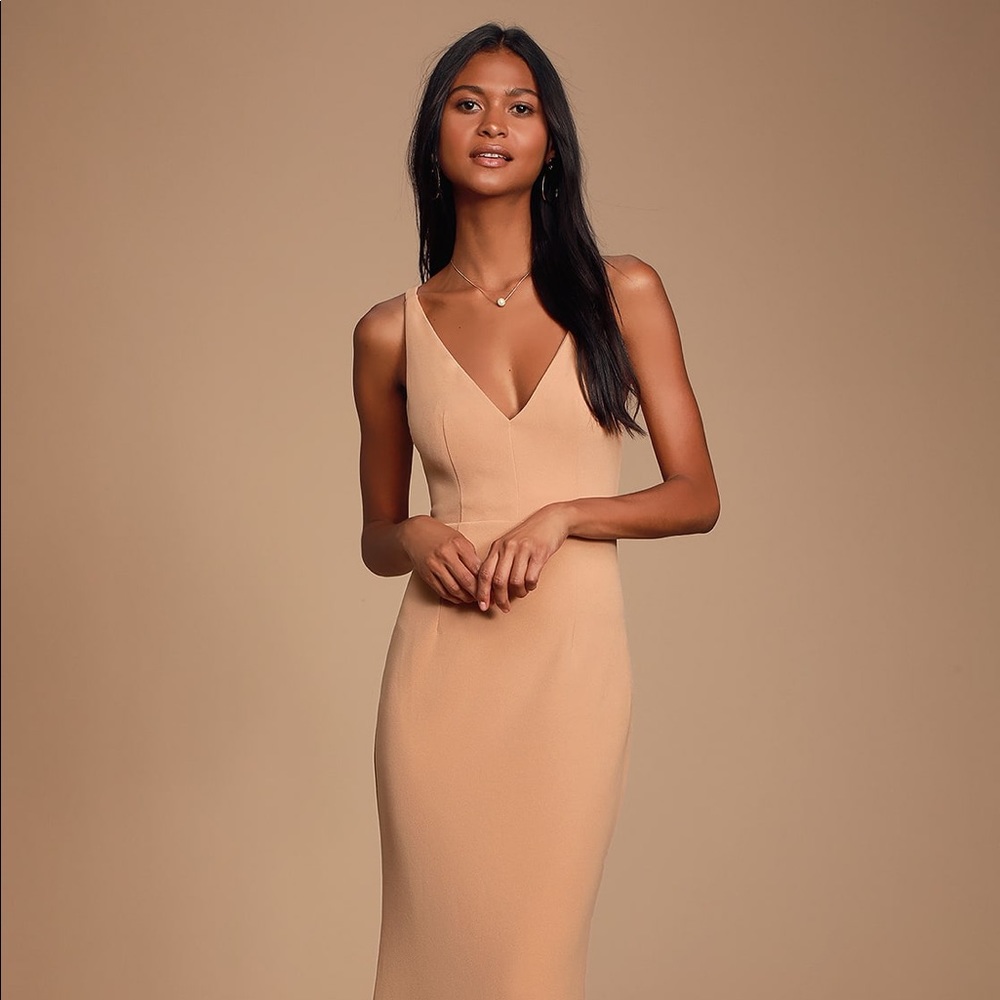 Lulu's Melora Nude Sleeveless Maxi Dress NWT